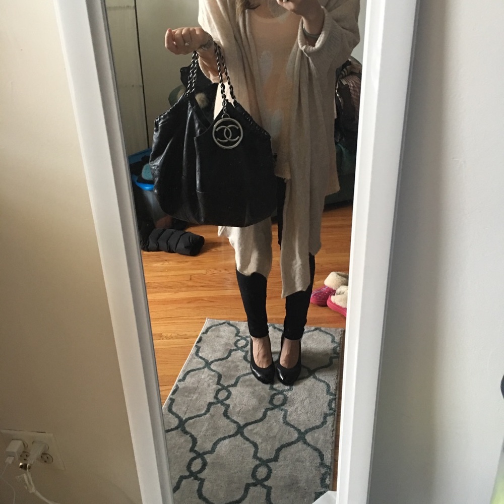 Authentic Chanel Coco Cabas leather bag black